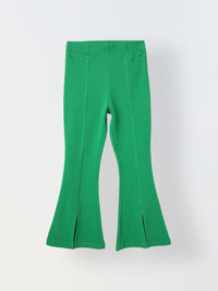 Girls Green Cotton Ribbed Legging