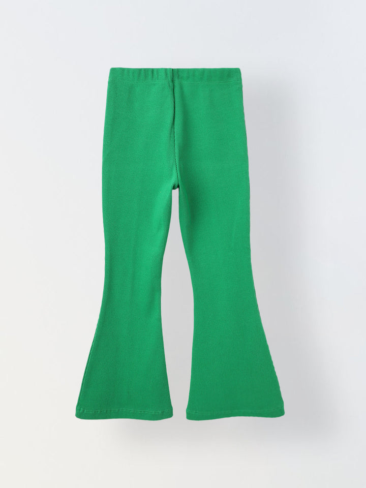 Girls Green Cotton Ribbed Legging