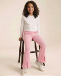 Girls Pink Cotton Ribbed Legging