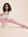 Girls Pink Cotton Ribbed Legging