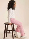 Girls Pink Cotton Ribbed Legging