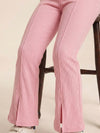 Girls Pink Cotton Ribbed Legging