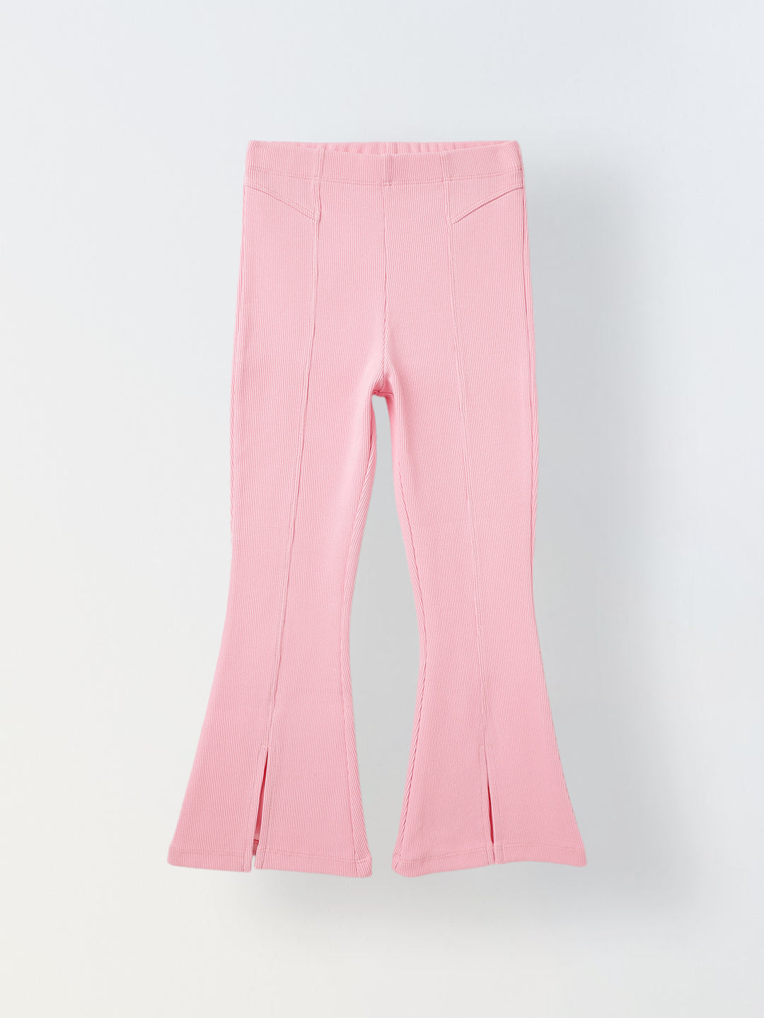Girls Pink Cotton Ribbed Legging