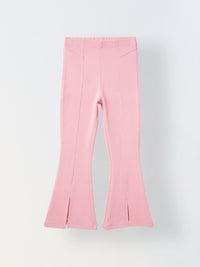 Girls Pink Cotton Ribbed Legging