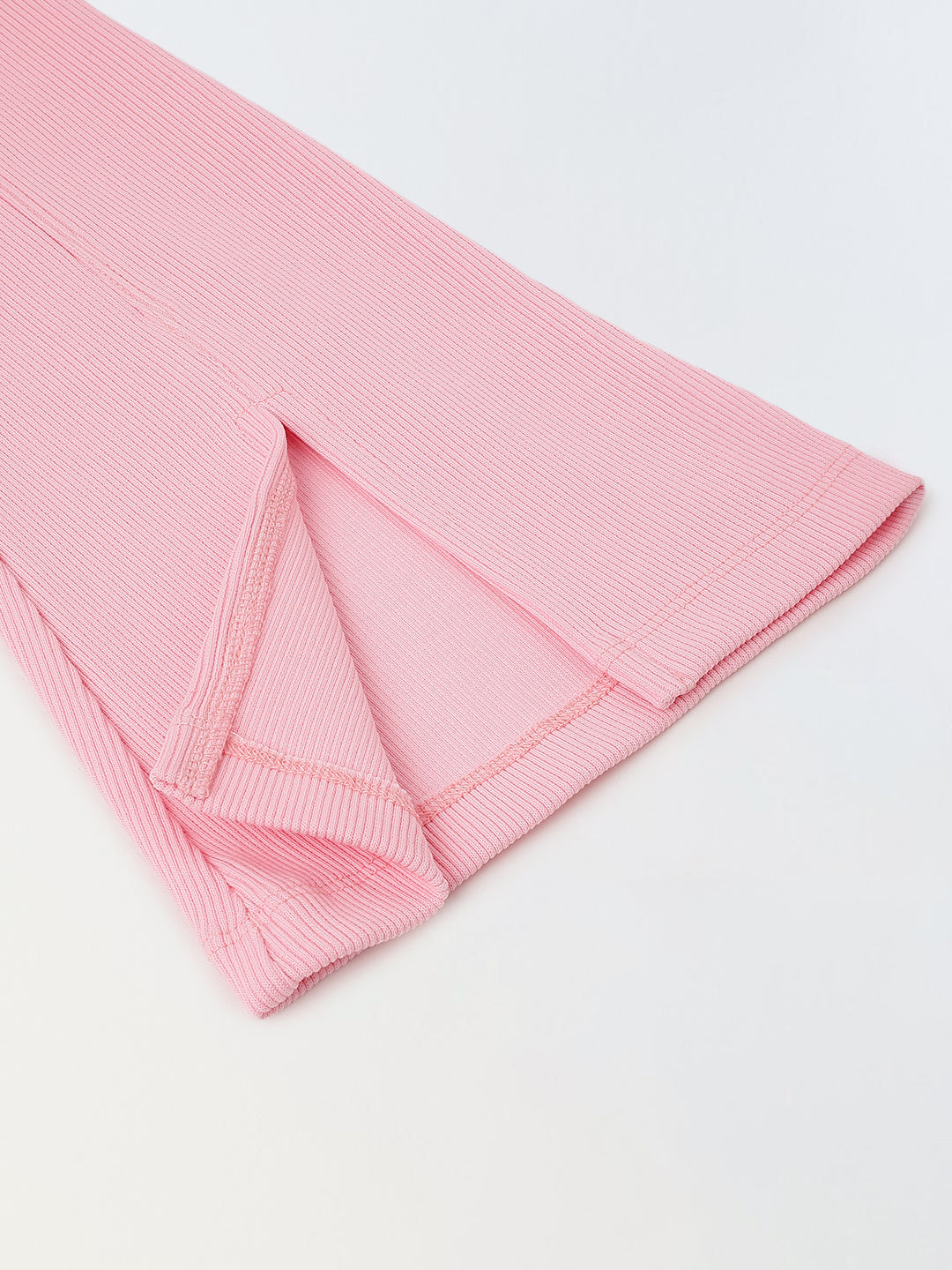 Girls Pink Cotton Ribbed Legging