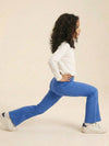 Girls Blue Cotton Ribbed Legging