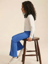 Girls Blue Cotton Ribbed Legging