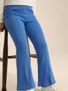 Girls Blue Cotton Ribbed Legging
