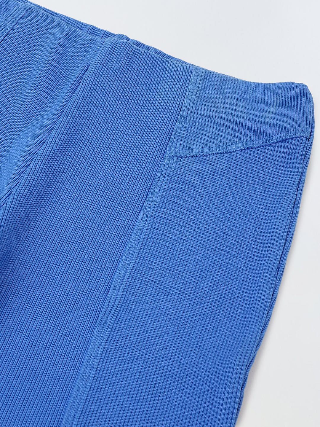 Girls Blue Cotton Ribbed Legging