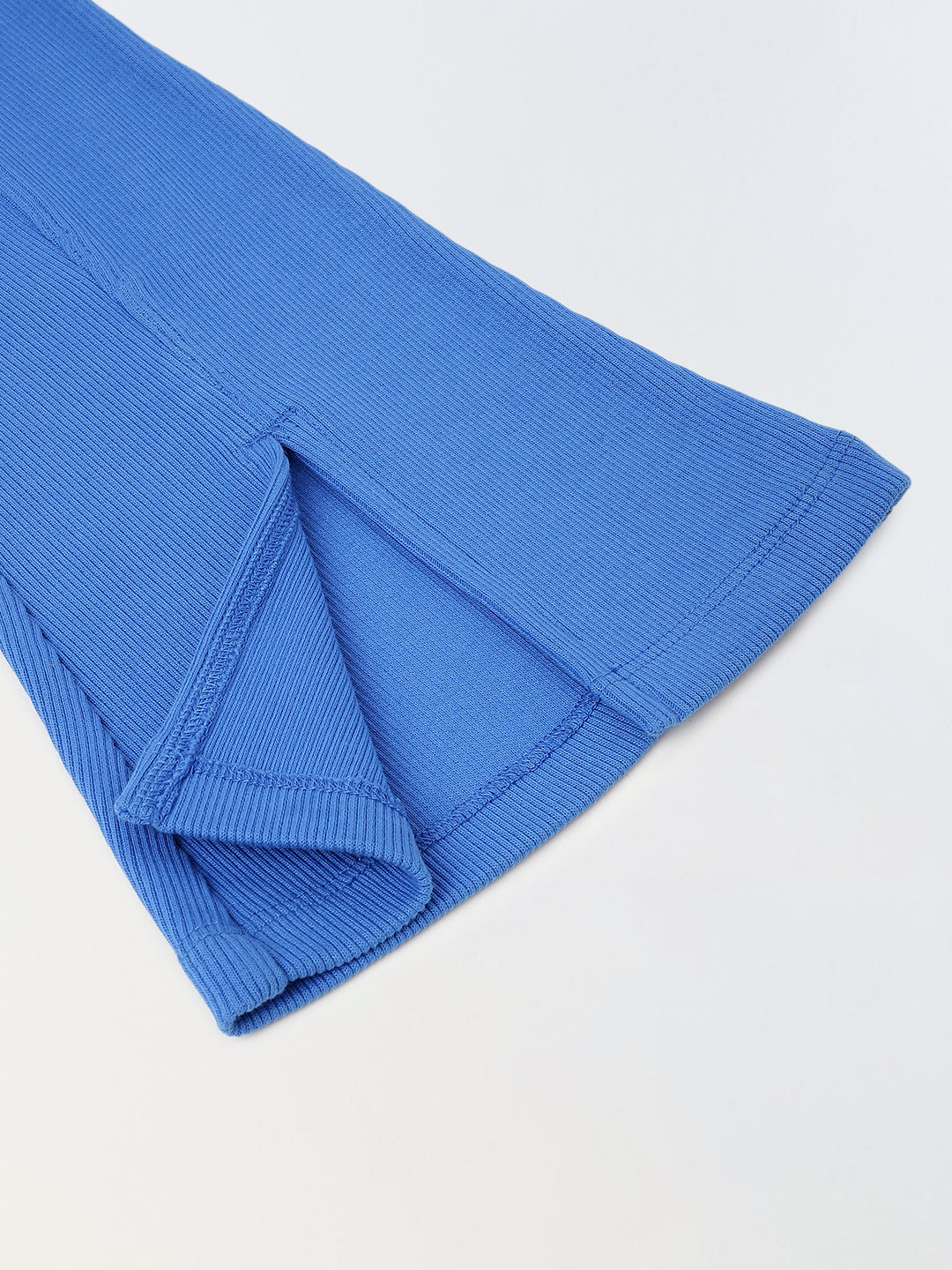 Girls Blue Cotton Ribbed Legging