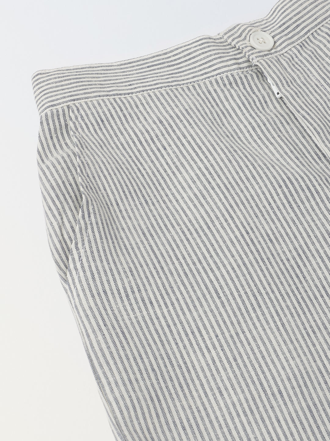 Girls Casual White and Black cotton Stripe Pant