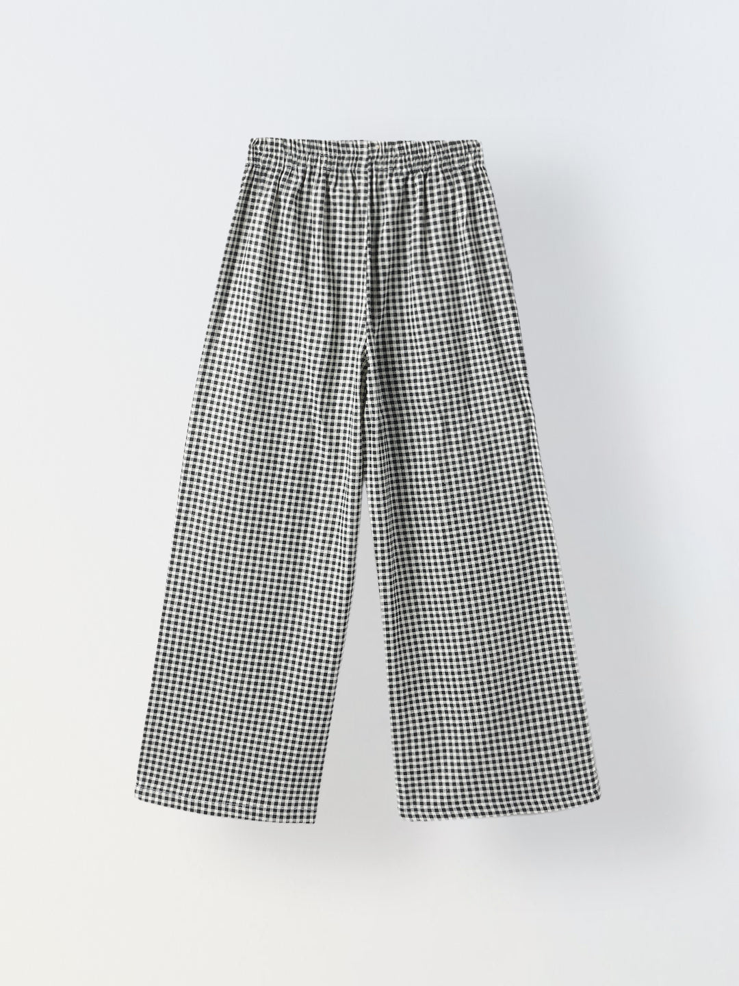 Girls Casual White and Black Checked Pant