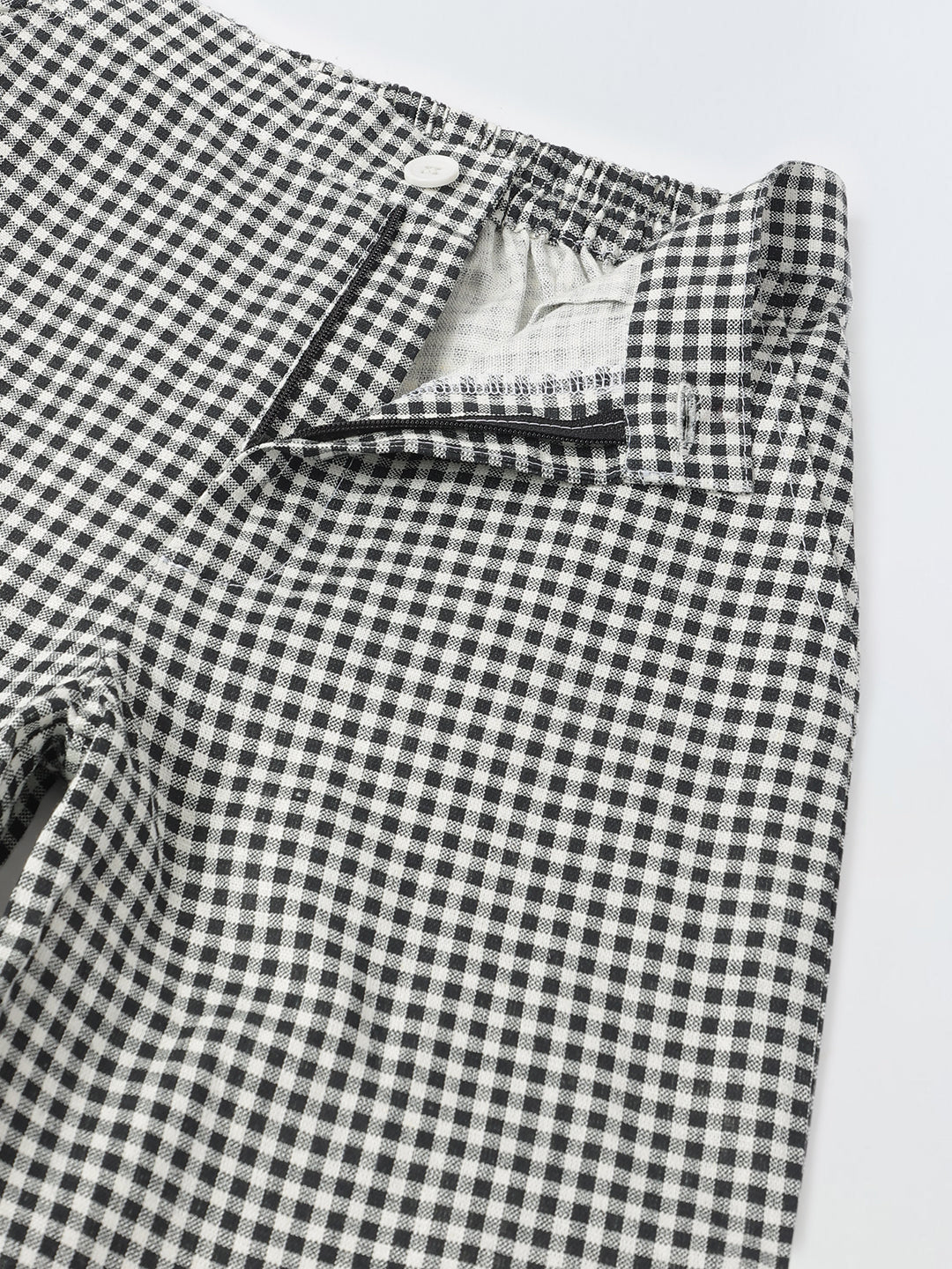 Girls Casual White and Black Checked Pant