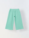 Spunkies Girls Green Solid Elasticated Waist Trousers