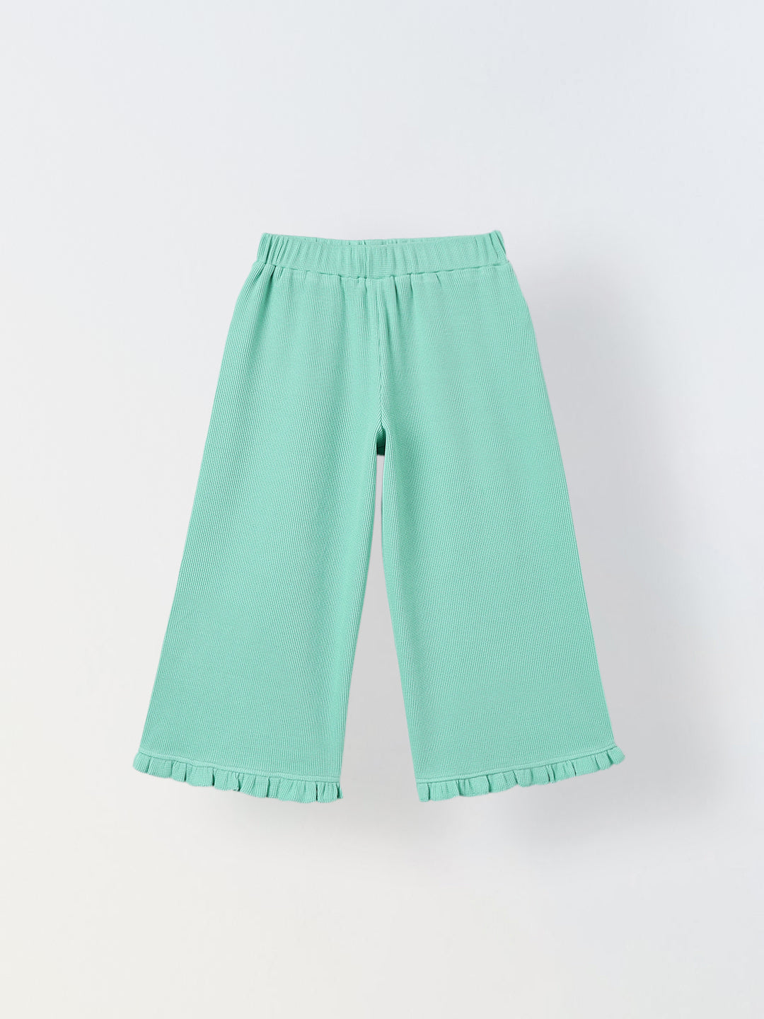 Spunkies Girls Green Solid Elasticated Waist Trousers