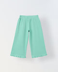 Spunkies Girls Green Solid Elasticated Waist Trousers