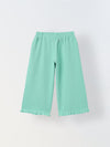 Spunkies Girls Green Solid Elasticated Waist Trousers