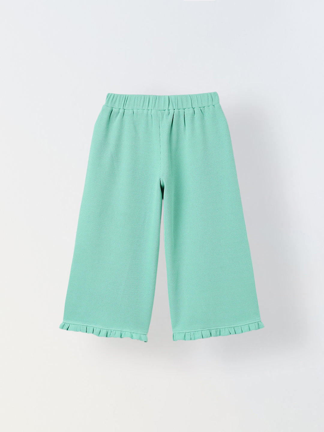 Spunkies Girls Green Solid Elasticated Waist Trousers