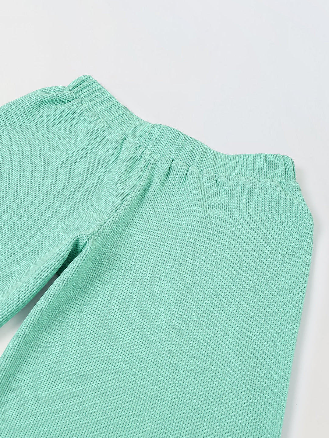 Spunkies Girls Green Solid Elasticated Waist Trousers