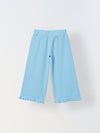 Spunkies Girls Light Blue Solid Elasticated Waist Trousers
