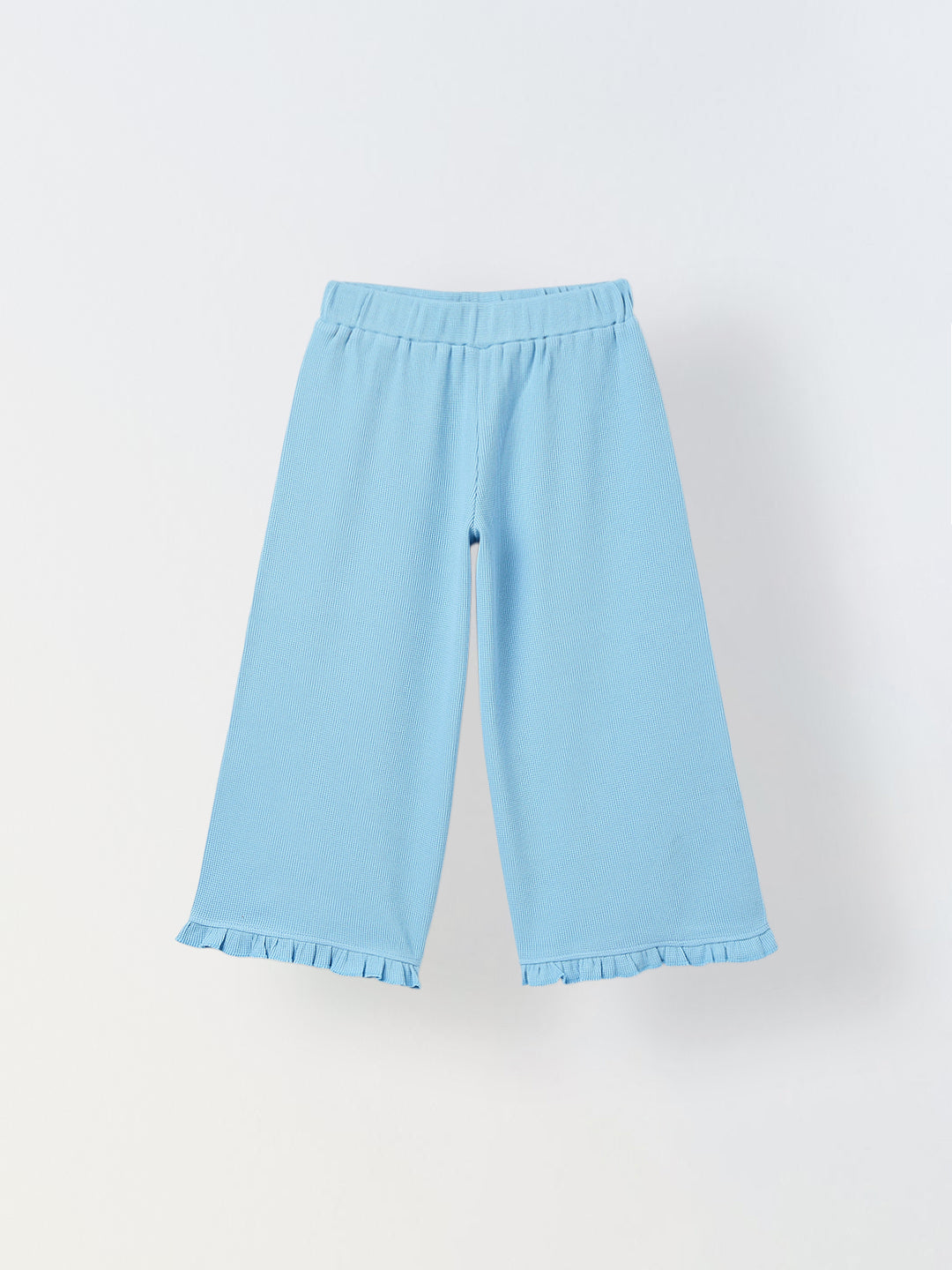 Spunkies Girls Light Blue Solid Elasticated Waist Trousers