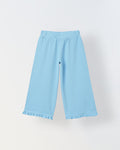 Spunkies Girls Light Blue Solid Elasticated Waist Trousers