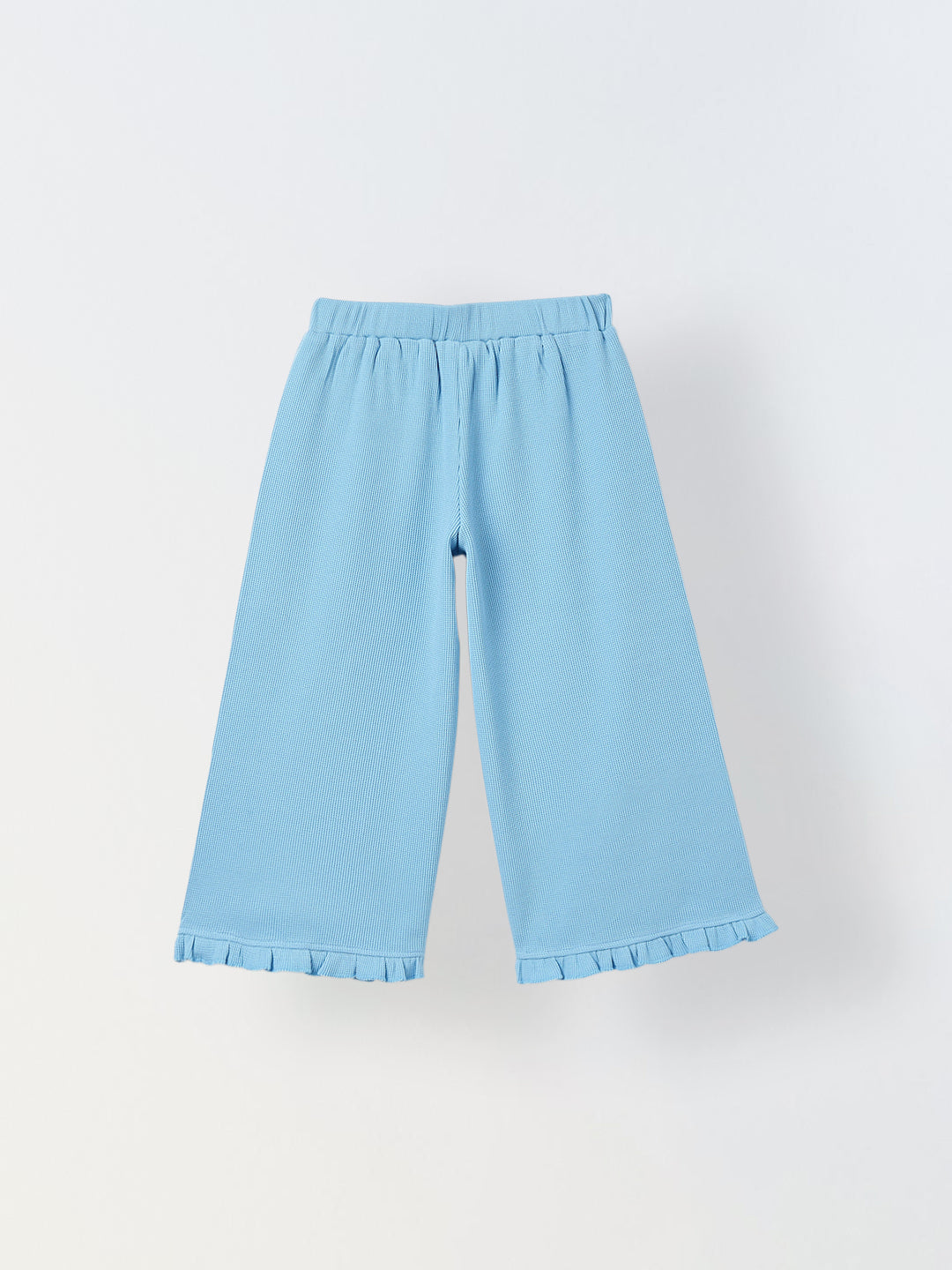 Spunkies Girls Light Blue Solid Elasticated Waist Trousers