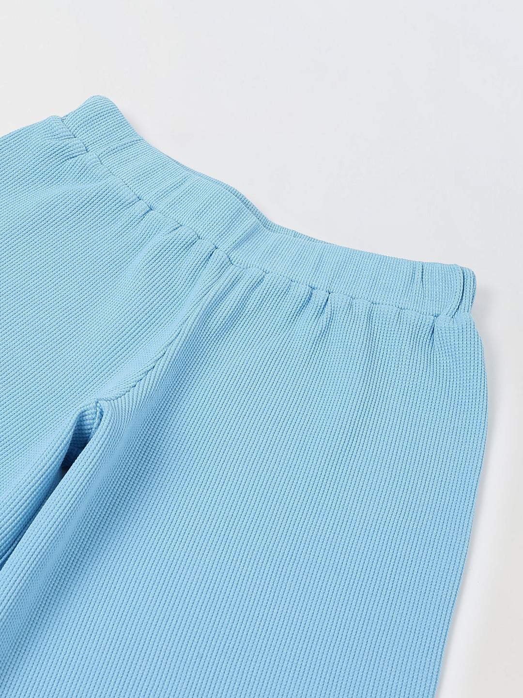 Spunkies Girls Light Blue Solid Elasticated Waist Trousers