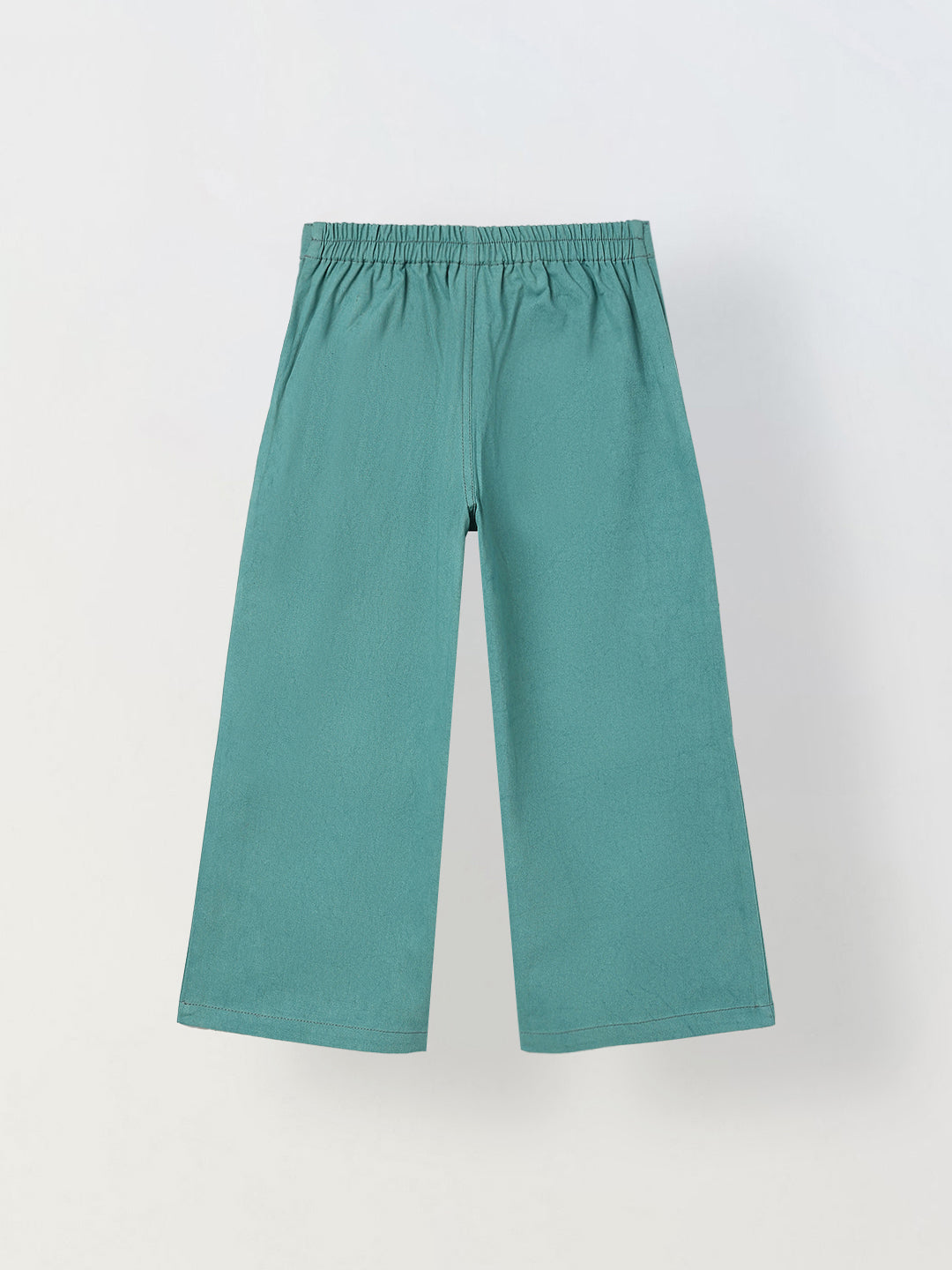 Spunkies Girls Green Graphic Print Button and Zip Straight Leg Flat-Front Trousers