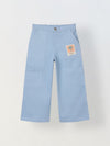 Spunkies Girls Blue Graphic Print Button and Zip Straight Leg Flat-Front Trousers