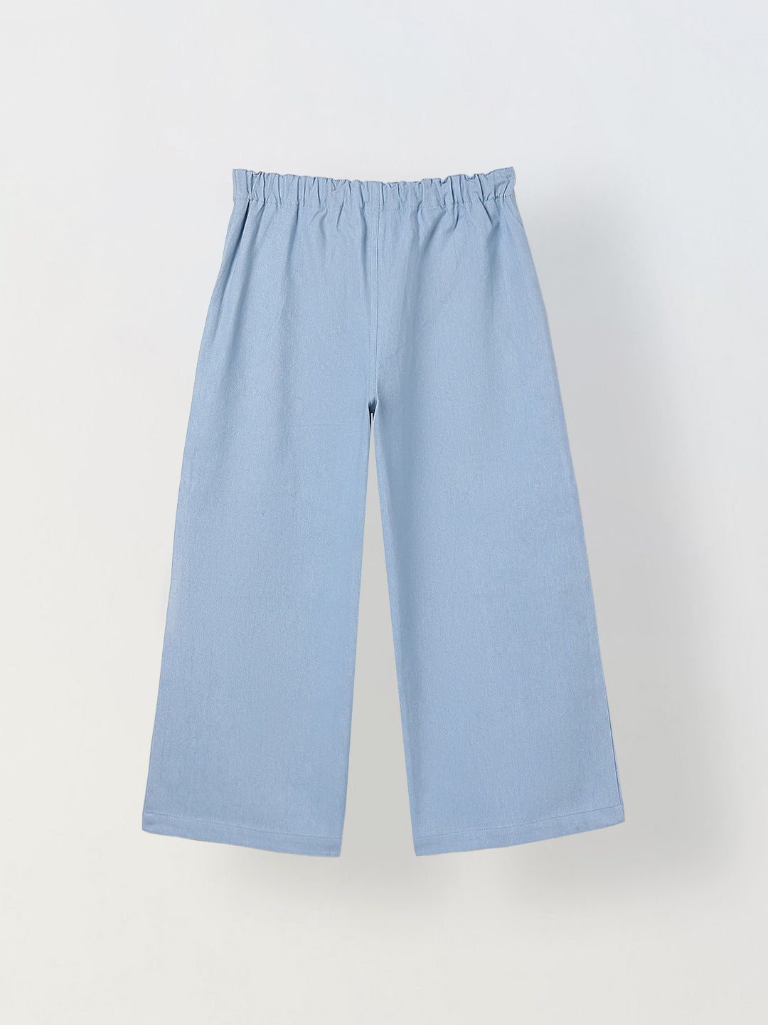 Spunkies Girls Blue Graphic Print Button and Zip Straight Leg Flat-Front Trousers