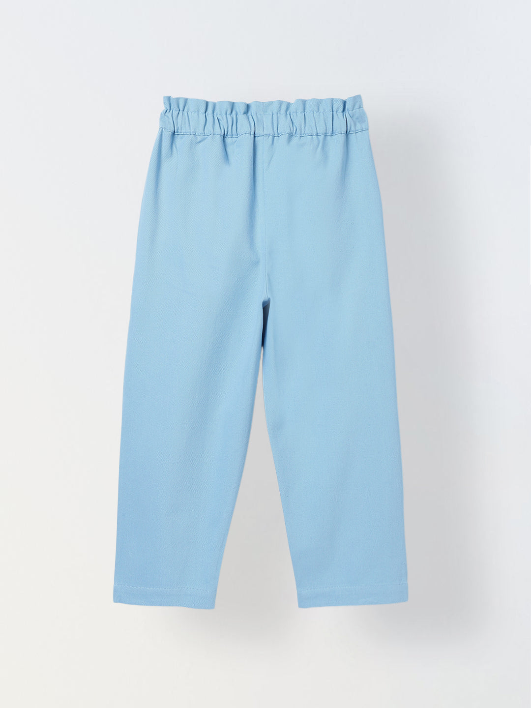 Spunkies Girls Blue Solid Elasticated Waist Single Pleated Trousers