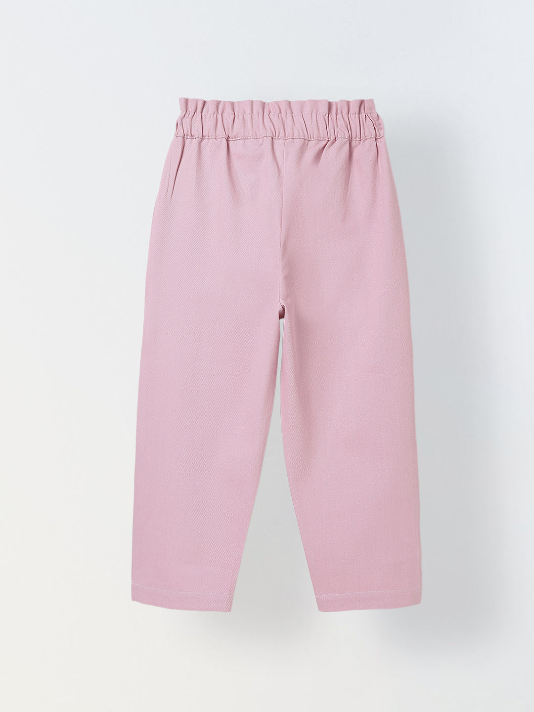 Spunkies Girls Pink Solid Elasticated Waist Single Pleated Trousers
