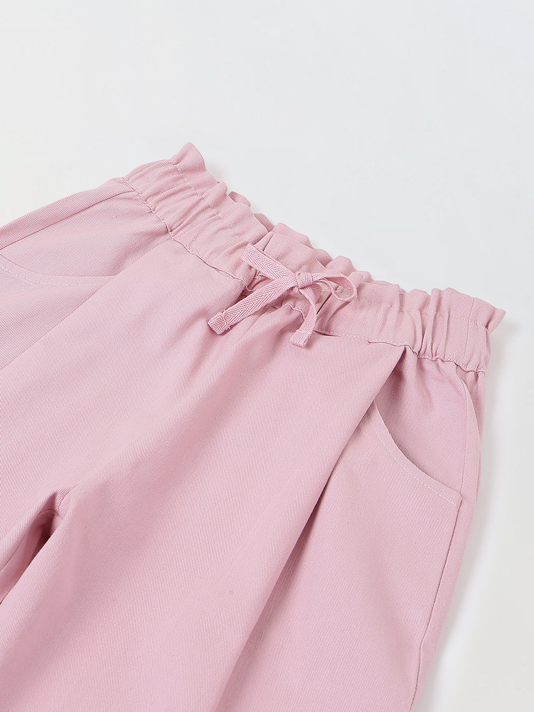 Spunkies Girls Pink Solid Elasticated Waist Single Pleated Trousers