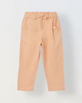 Spunkies Girls Peach Solid Elasticated Waist Single Pleated Trousers