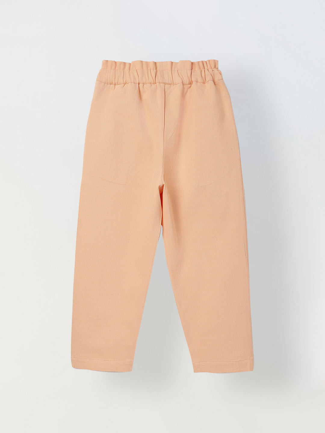 Spunkies Girls Peach Solid Elasticated Waist Single Pleated Trousers