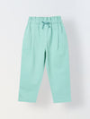 Spunkies Girls Green Solid Elasticated Waist Single Pleated Trousers