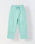 Spunkies Girls Green Solid Elasticated Waist Single Pleated Trousers