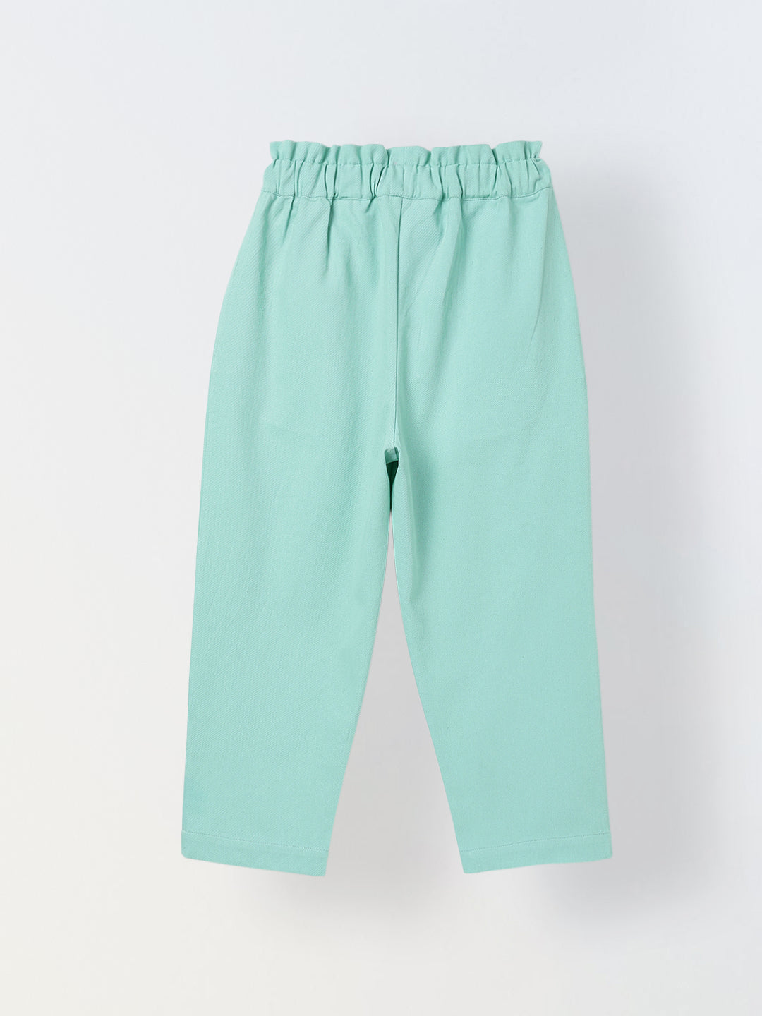 Spunkies Girls Green Solid Elasticated Waist Single Pleated Trousers