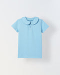 Spunkies Aqua Girls Solid Peter Pan Collar Short Sleeves Polo T-Shirt