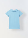 Spunkies Aqua Girls Solid Peter Pan Collar Short Sleeves Polo T-Shirt