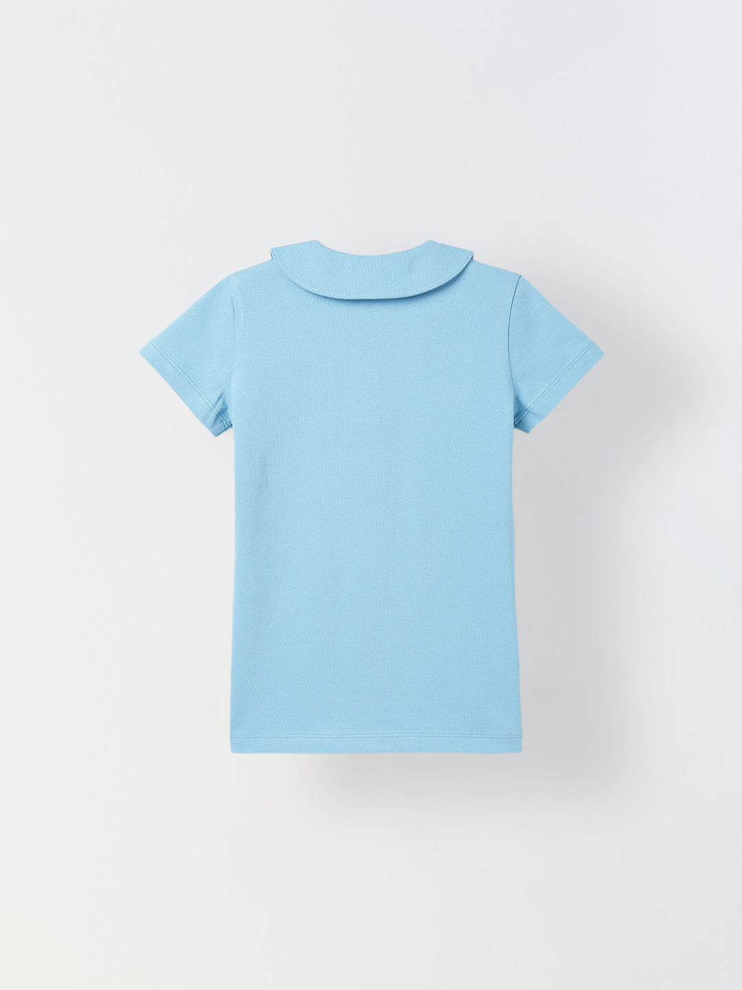 Spunkies Aqua Girls Solid Peter Pan Collar Short Sleeves Polo T-Shirt