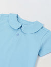 Spunkies Aqua Girls Solid Peter Pan Collar Short Sleeves Polo T-Shirt