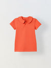 Spunkies Red Girls Solid Peter Pan Collar Short Sleeves Polo T-Shirt