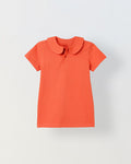 Spunkies Red Girls Solid Peter Pan Collar Short Sleeves Polo T-Shirt