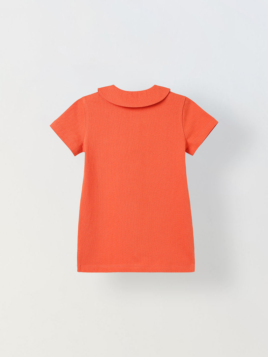 Spunkies Red Girls Solid Peter Pan Collar Short Sleeves Polo T-Shirt