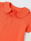 Spunkies Red Girls Solid Peter Pan Collar Short Sleeves Polo T-Shirt