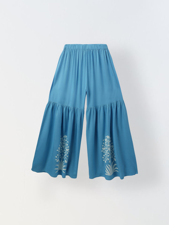 Full sleeve kurta and sharara set with multicolor dupatta for Girls