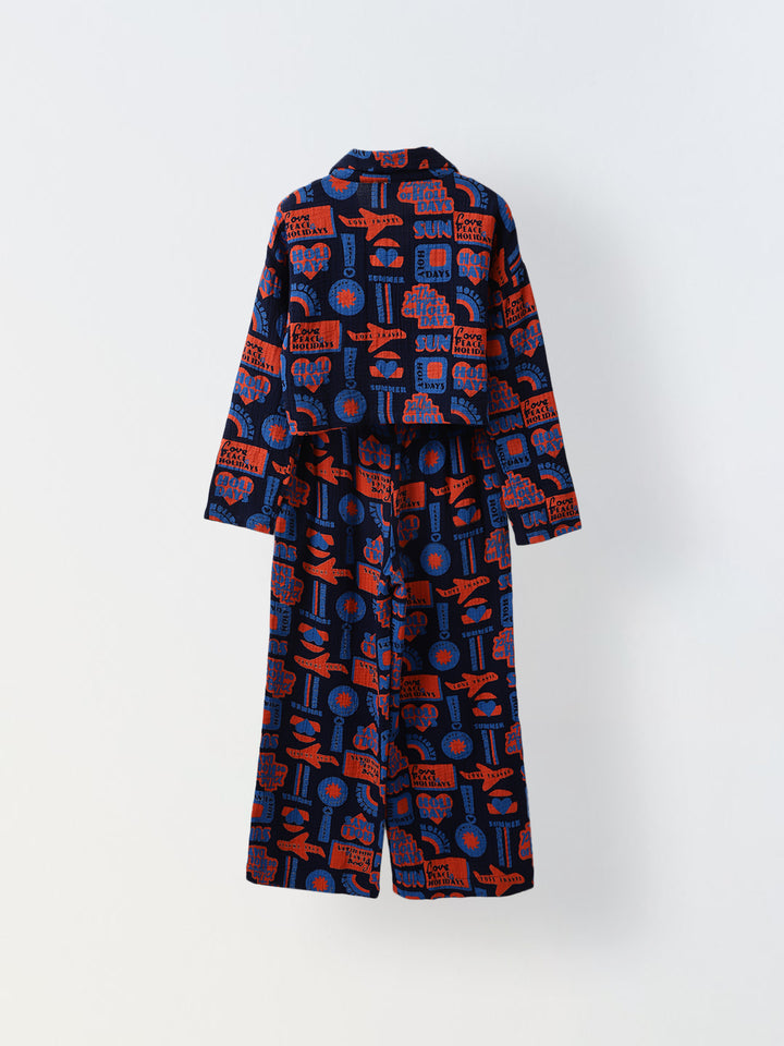 Spunkies Cotton Gauze Woven Printed Regular Casual Wear Set Girls Full Sleeve Multicolor Soft Fabric