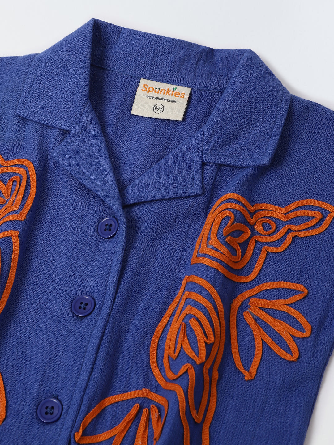 Blue  Cotton Gauze Embroidered Set